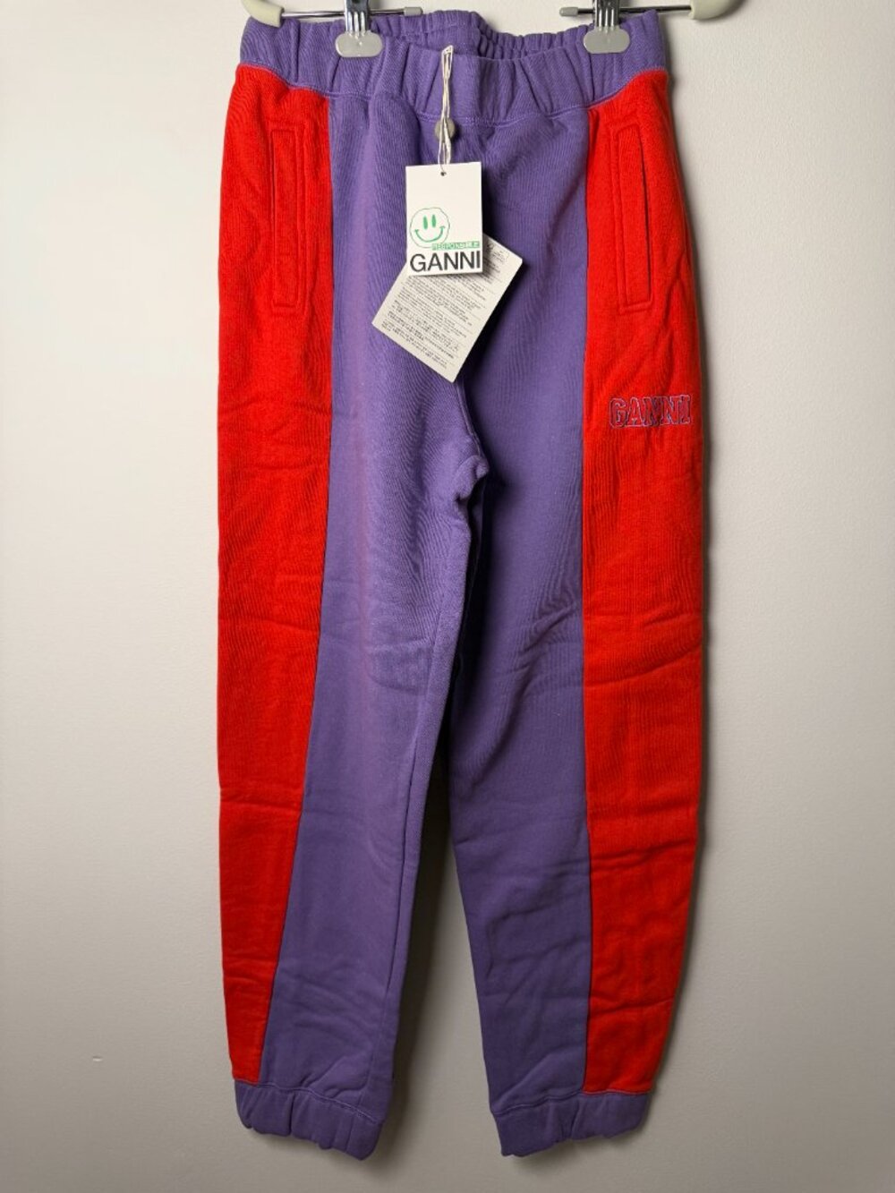 GANNI Striped cotton-blend fleece track pants - Picture 2 of 2